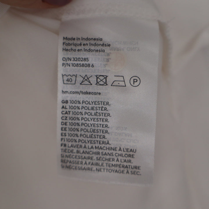 HM Womens Oversized Button Down Shirt Off White Collared Long Sleeve Size M