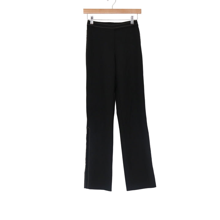 Mango MNG Suits Black Contrast Stitch Straight Leg Trousers Size 2