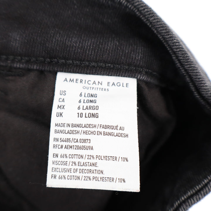 American Eagle Outfitters Skinny Jeans Womens 6 Long Black Denim Distressed