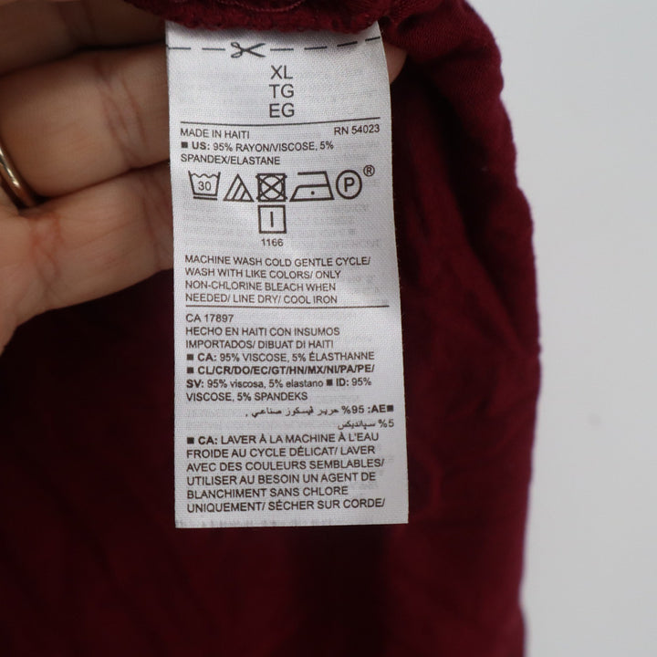 Old Navy Luxe Womens XL Burgundy V-Neck Long Sleeve Curved Hem T-Shirt Maroon