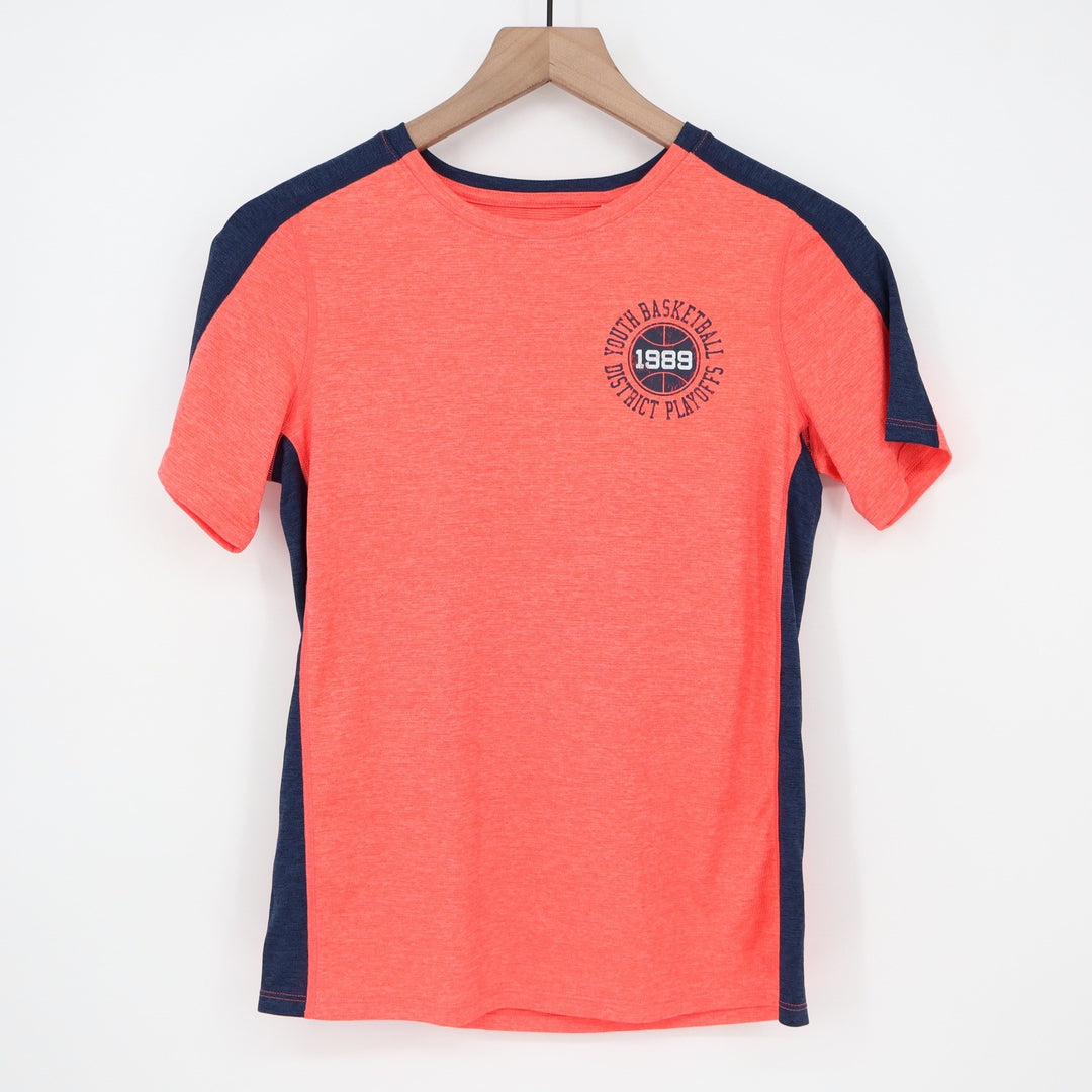 DSG Boys Large 14-16 Pieced Graphic Movement Tee Cabana Coral Basketball 1989