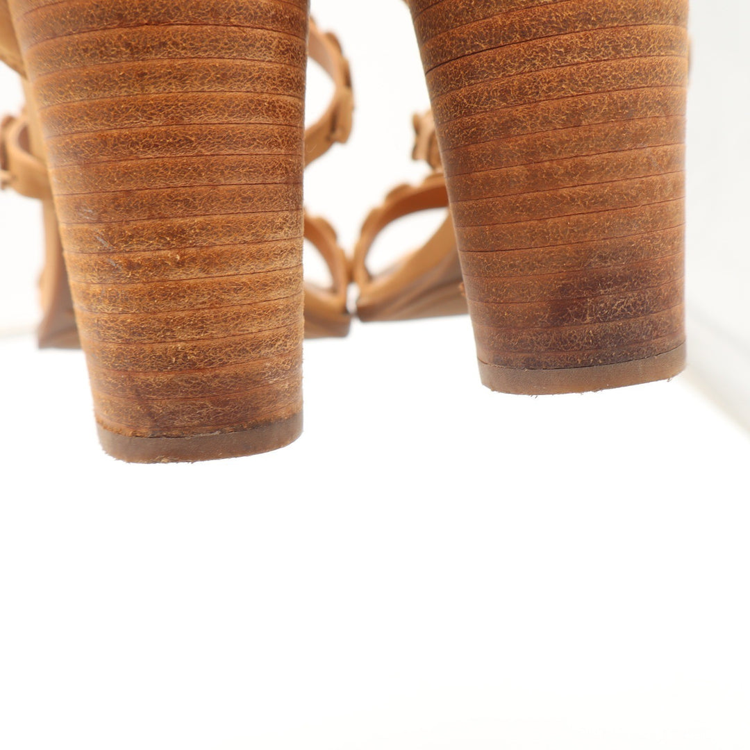 Lucky Brand Tan Leather Scalloped Gladiator Block Heel Sandals Womens 8.5