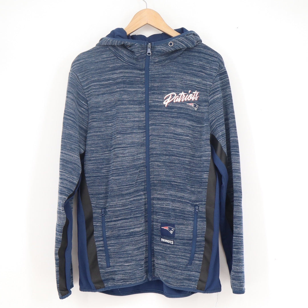 NFL Team Apparel New England Patriots Mens Medium Blue Space Dye Full Zip Hoodie
