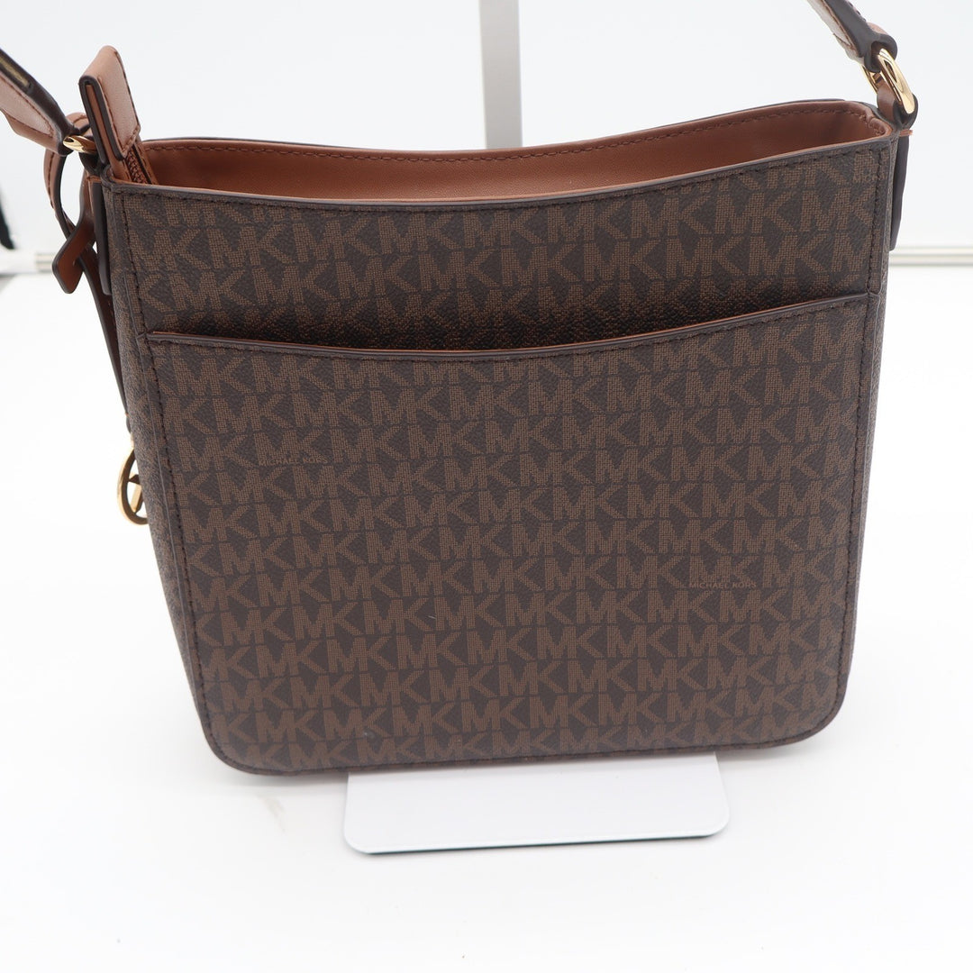 Michael Kors Jet Set Large East West Crossbody Bag Brown Logo Signature PVC