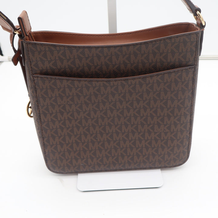 Michael Kors Jet Set Large East West Crossbody Bag Brown Logo Signature PVC