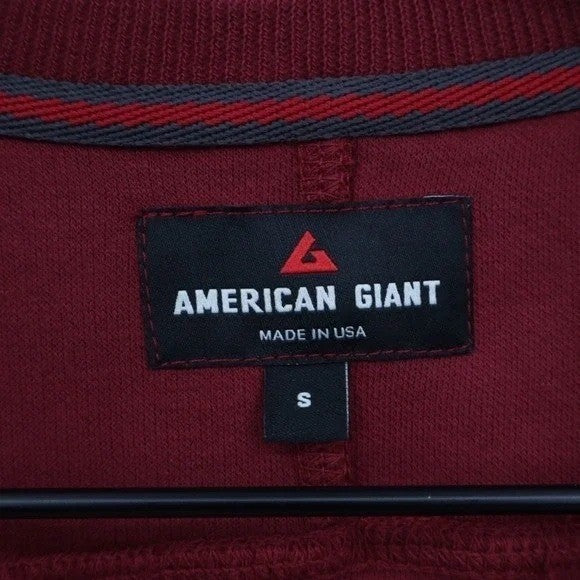American Giant French Rib T-Shirt Mens S Red Henley Neck Long Sleeve Pullover