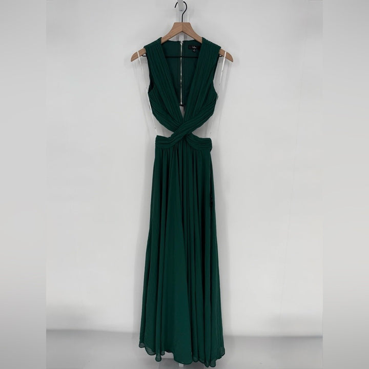 Lulus Vivid Imagination Forest Green Cutout Maxi Dress Size S