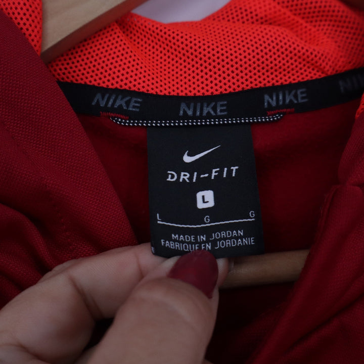 Nike Dri-FIT Red Pullover Hoodie Graphic Swoosh Boys Large
