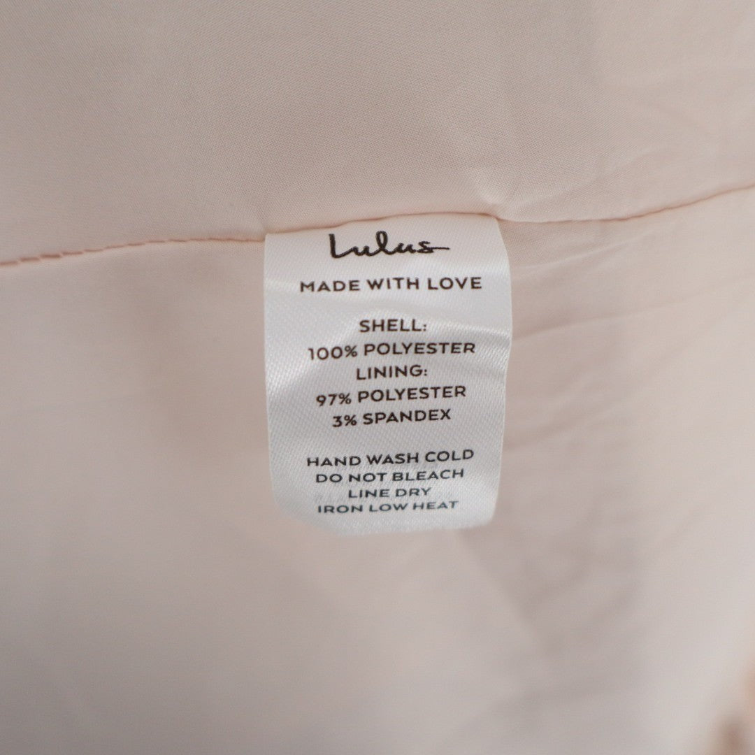 Lulus Lavish Sweetie Babydoll Mini Dress Womens S Blush Jacquard Puff Shoulder