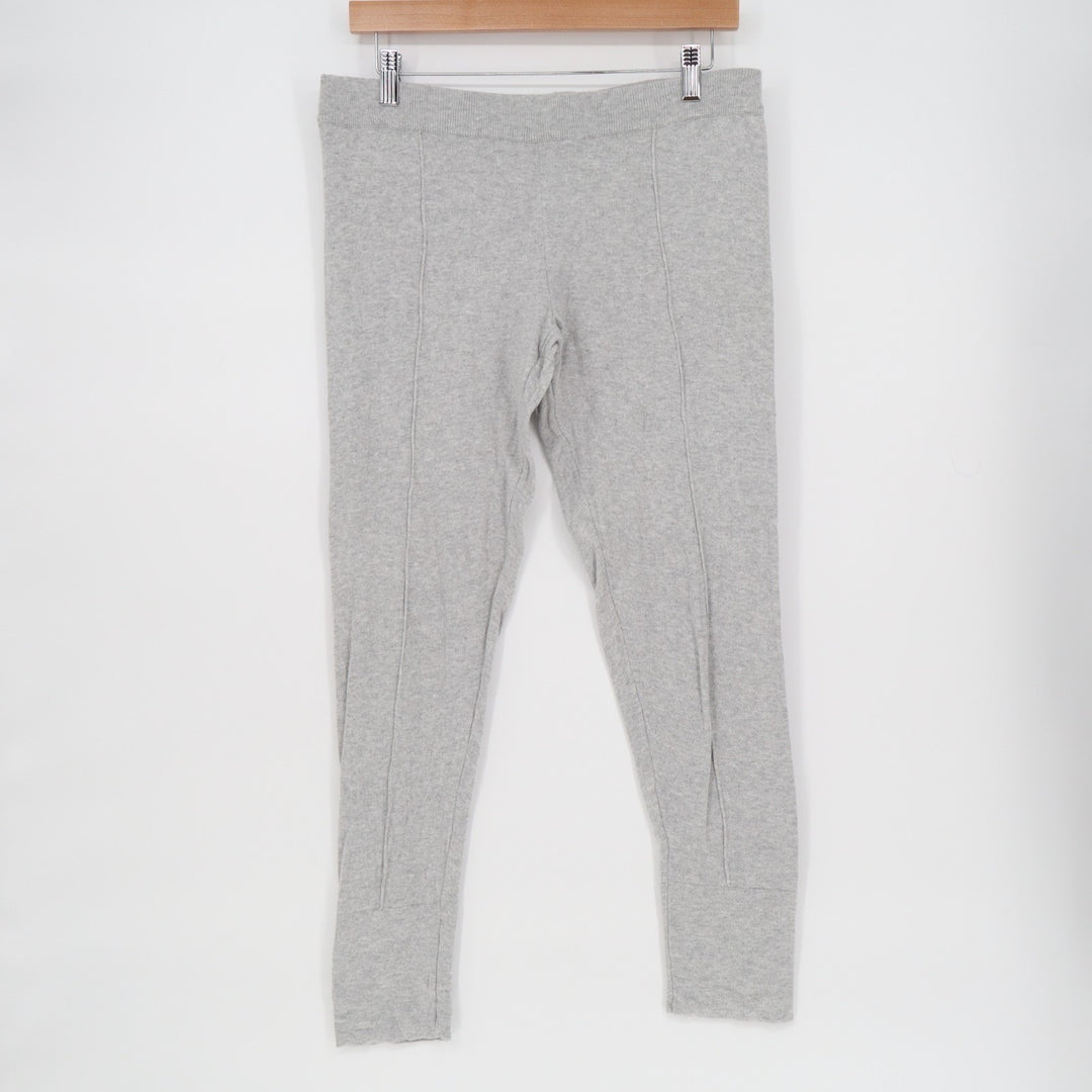 Tahari Pajama Pants Womens Medium Heather Gray Cotton Pintuck Detail Skinny Leg