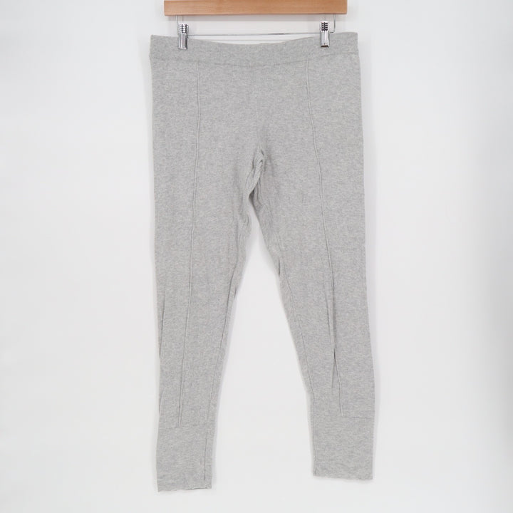 Tahari Pajama Pants Womens Medium Heather Gray Cotton Pintuck Detail Skinny Leg