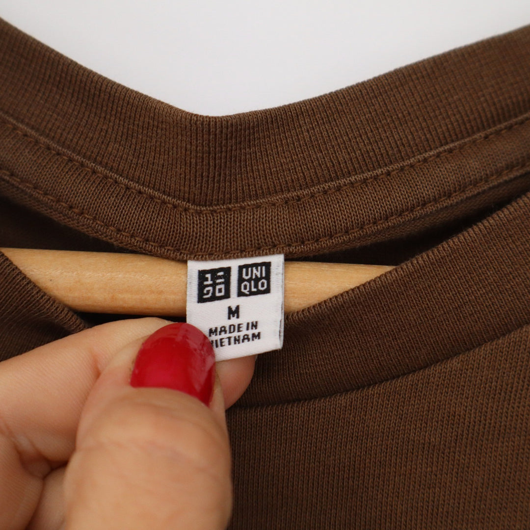 Uniqlo Mens Crew Neck Short Sleeve T-Shirt Brown Size M Essential