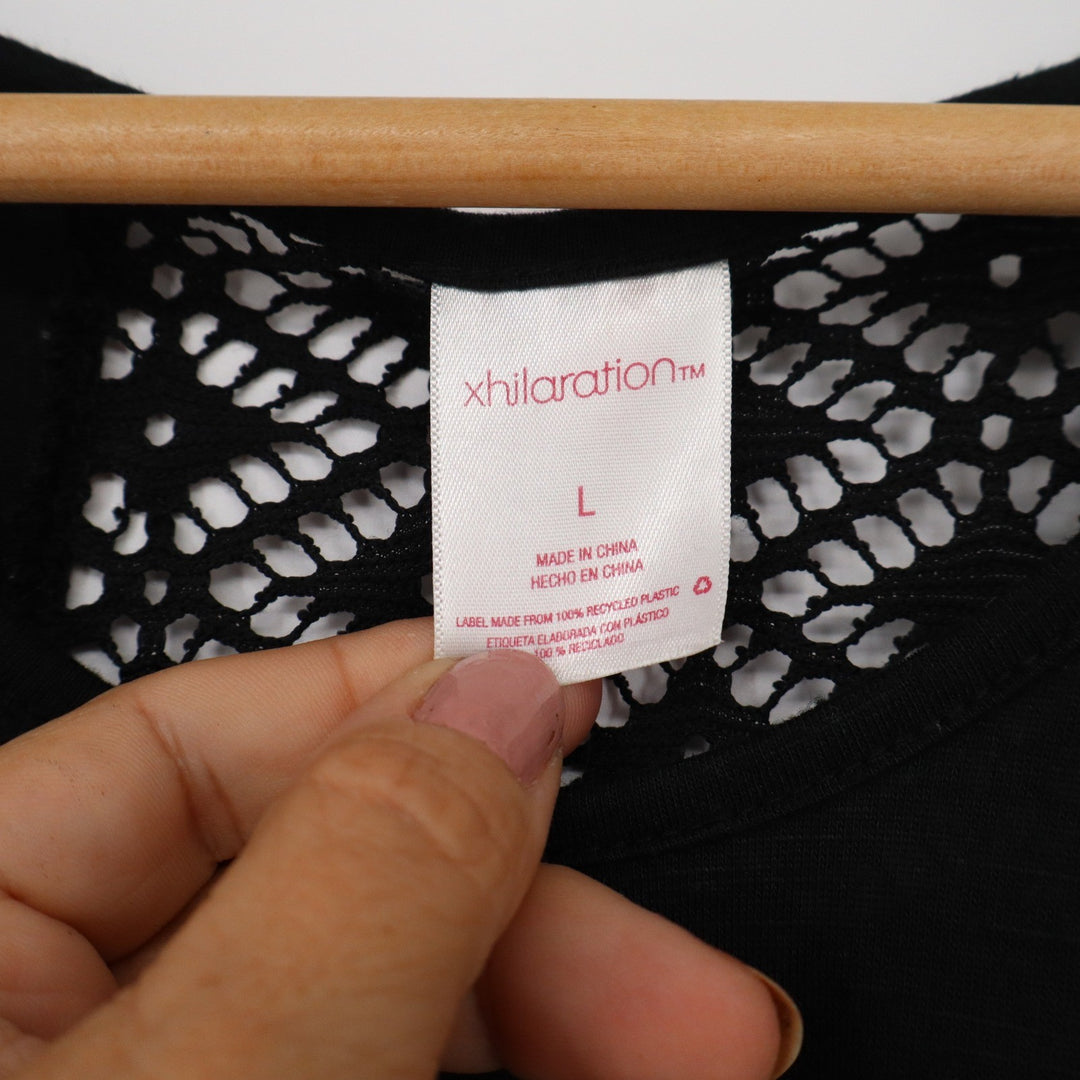 Xhilaration Black Crochet Lace Back High Low Sleeveless Tank Top Large