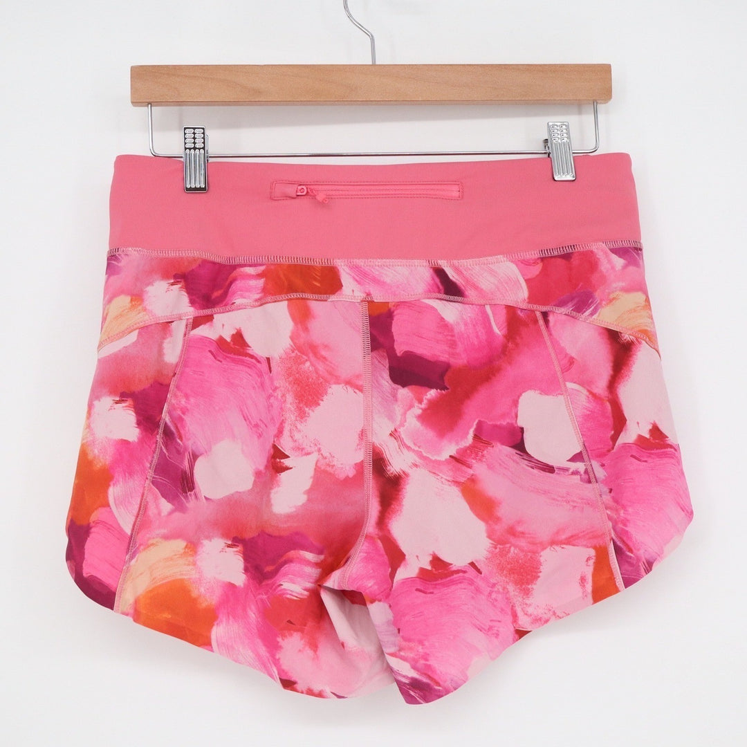Athleta Shorts Womens S Printed Run With It 4.5" Pink Abstract Floral Excellent