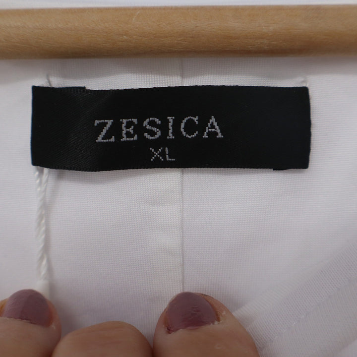 ZESICA Womens White Sleeveless Dropped Waist Pleated Midi Dress XL New