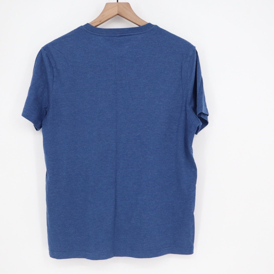 Nautica Mens Blue V Neck T Shirt Short Sleeve Basic Logo Size S