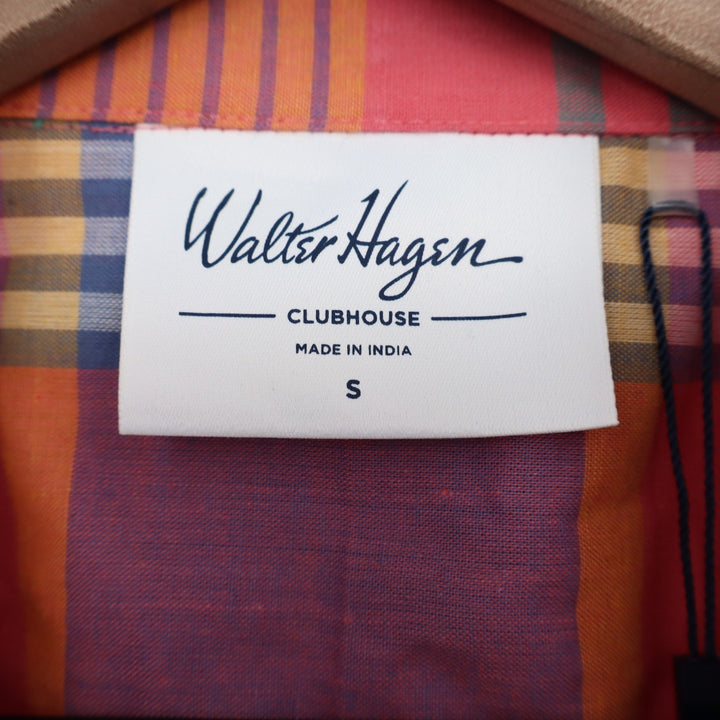 Walter Hagen Clubhouse Mens Small Madras Multi Plaid Cotton Short Sleeve Shirt