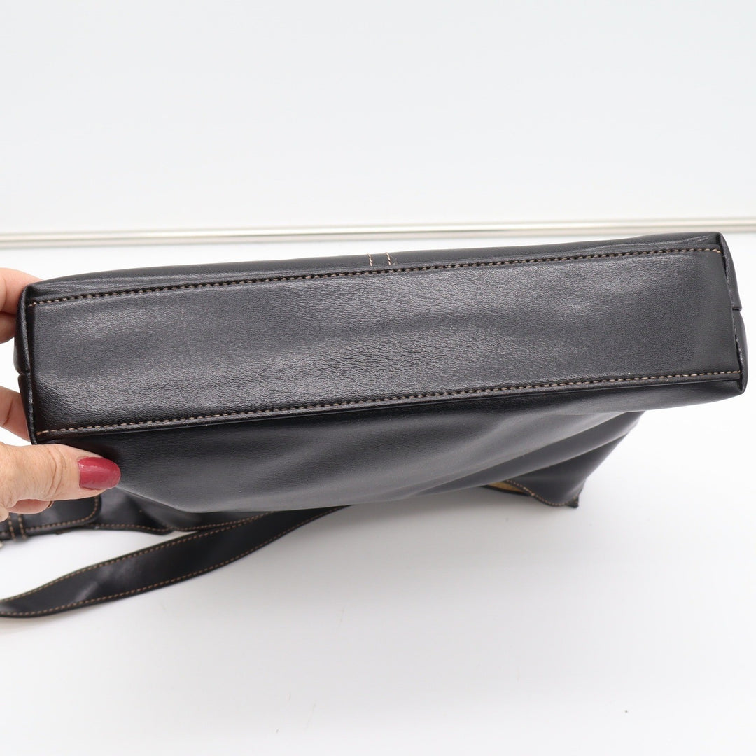 Mondani Shoulder Bag Women's Large Hobo Black Faux Leather Contrast Stitch