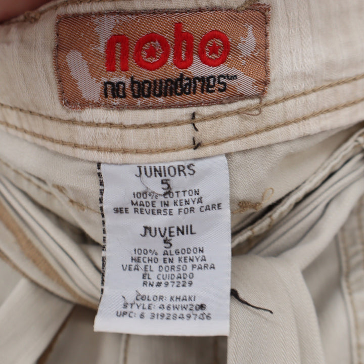 No Boundaries Khaki Cargo Pants Juniors Size 5 Straight Leg Tie Belt Y2K