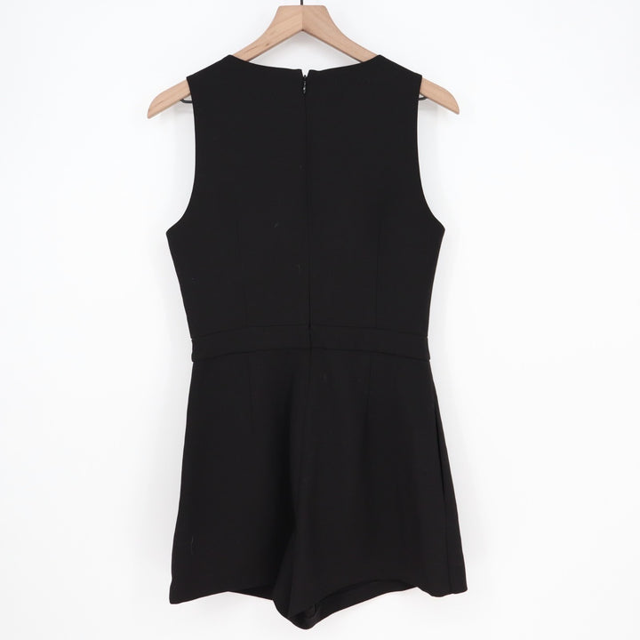 BCBGMAXAZRIA Asymmetrical Romper Womens 02 Black Stretch Back Zip Sleeveless