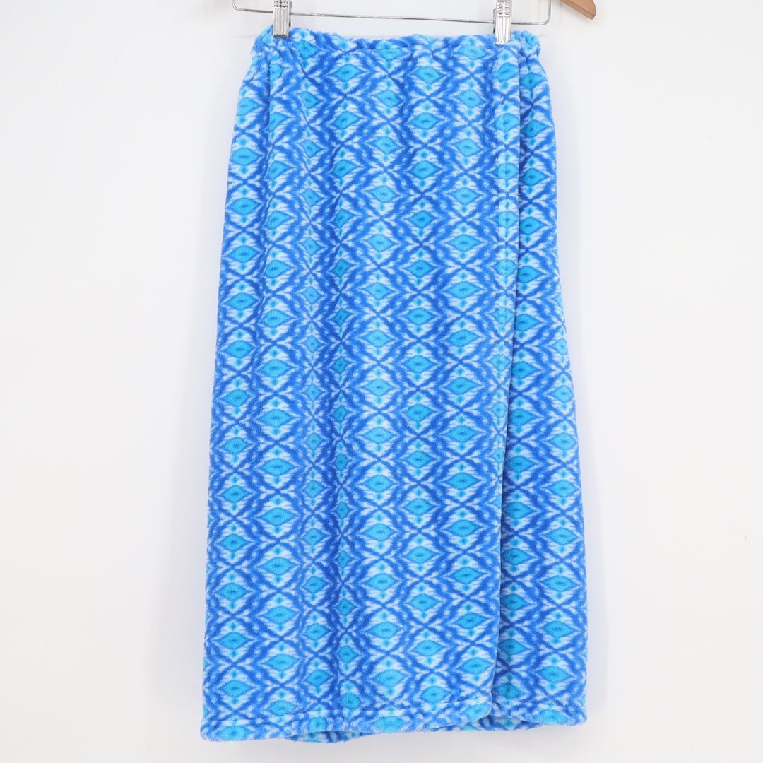 Blue Geometric Ikat Plush Fleece Spa Wrap Body Towel One Size Fits Most