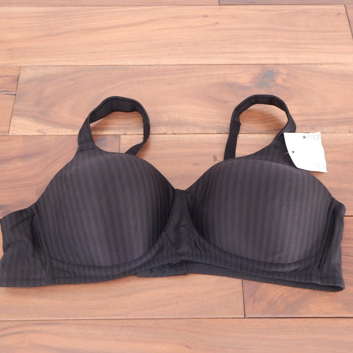 Playtex Secrets Perfectly Smooth Wireless T-Shirt Bra Womens 38C Black Striped