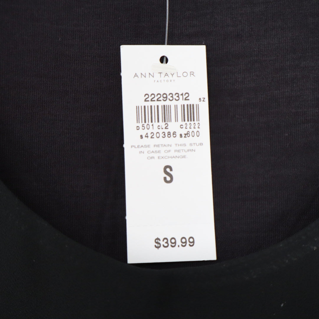 Ann Taylor Factory Womens Black Scoop Neck Sleeveless Shell Top NWT S