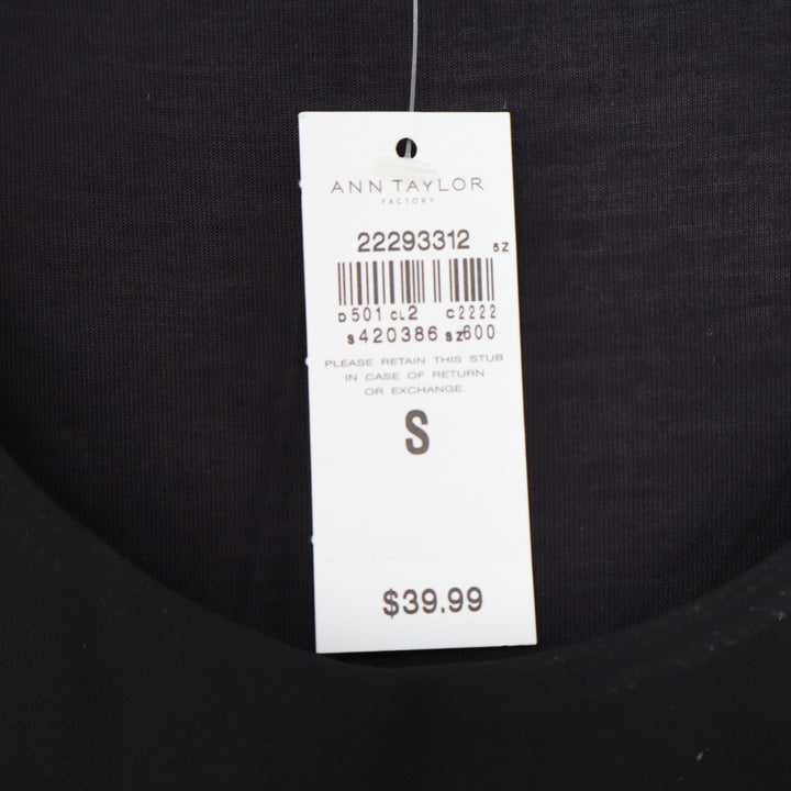 Ann Taylor Factory Womens Black Scoop Neck Sleeveless Shell Top NWT S