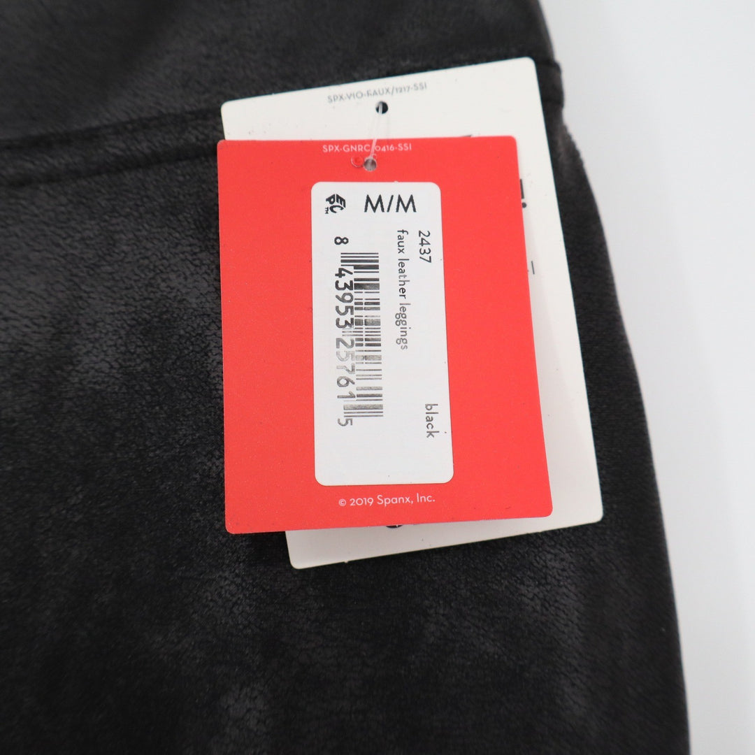 Spanx Faux Leather Leggings Black High Rise Shapewear Pants Size Medium