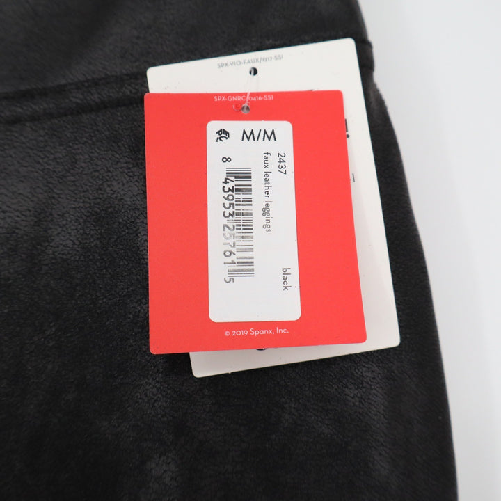 Spanx Faux Leather Leggings Black High Rise Shapewear Pants Size Medium