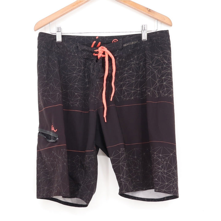 Imperial Motion Mens Geometric Board Shorts Black Neon Orange Size 32