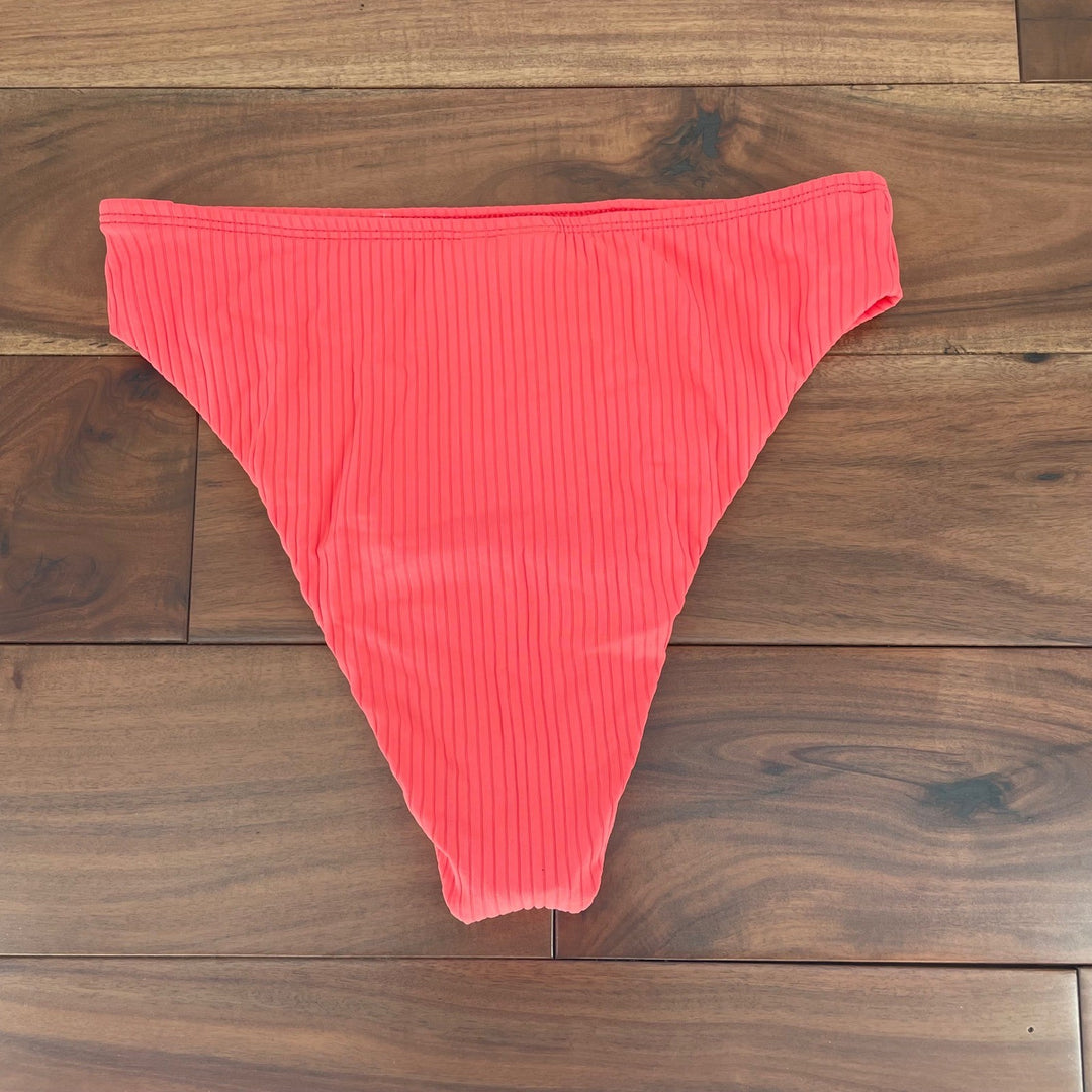 Lulus Ribbed Bikini Bottoms Coral Orange M