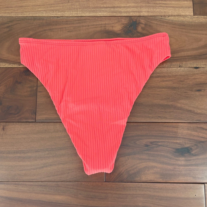 Lulus Ribbed Bikini Bottoms Coral Orange M