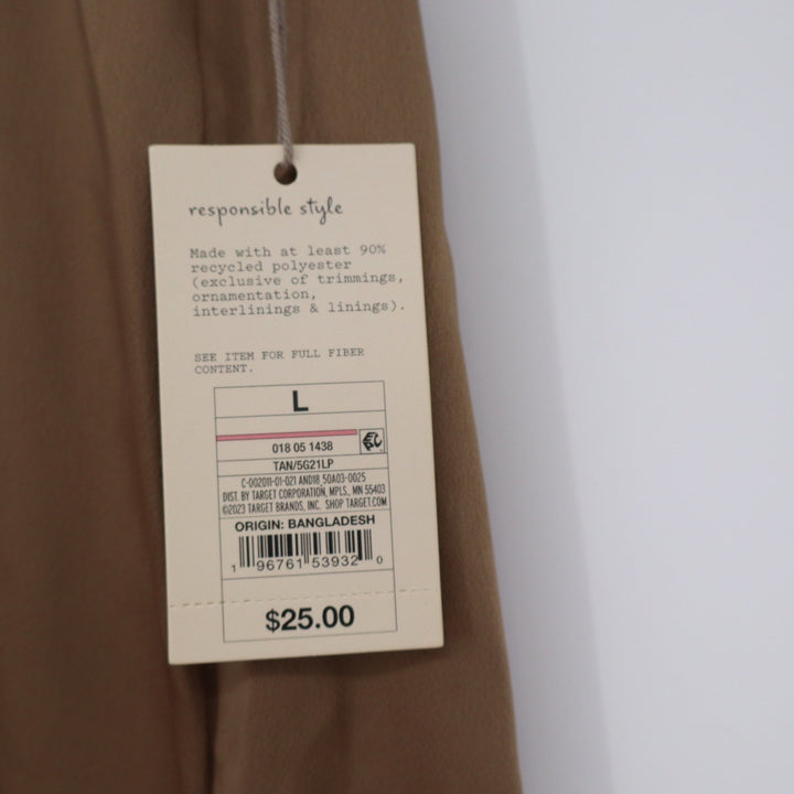 A New Day Tan Front Slit Midi Skirt High Waisted Brown L NEW