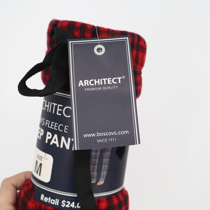 Architect Mens Fleece Sleep Pant Red Black Buffalo Plaid Pajamas M