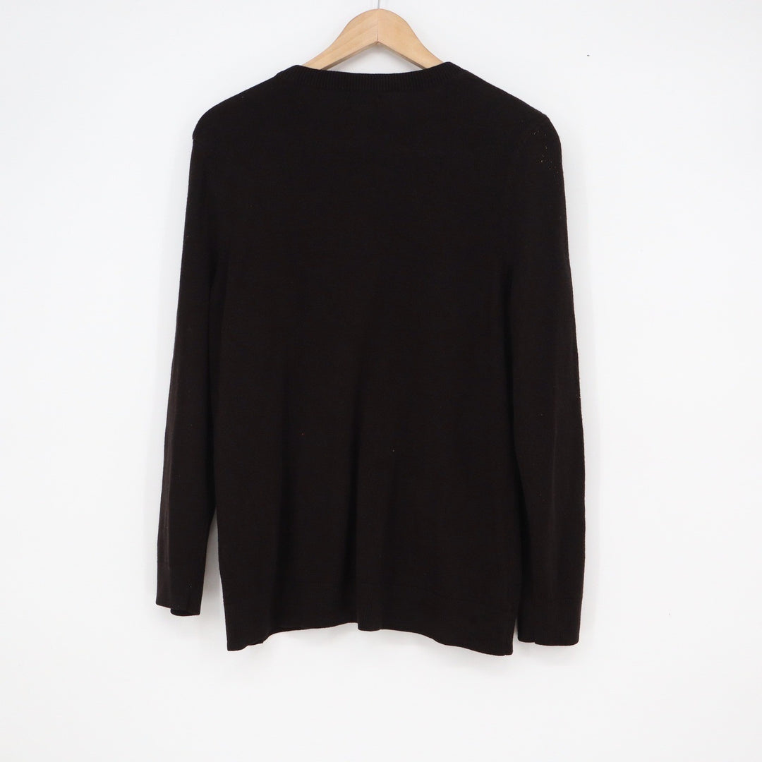 Croft & Barrow Womens XL Black Button Front Crew Neck Cardigan Sweater