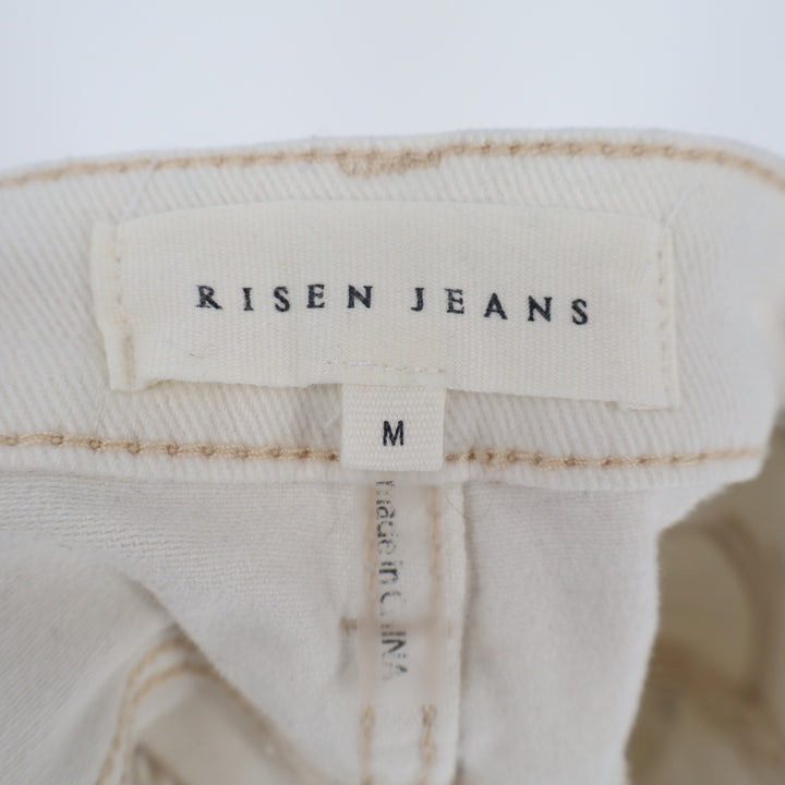 Risen Jeans Cut Off Shorts Womens Medium White Denim Cotton Stretch Raw Hem