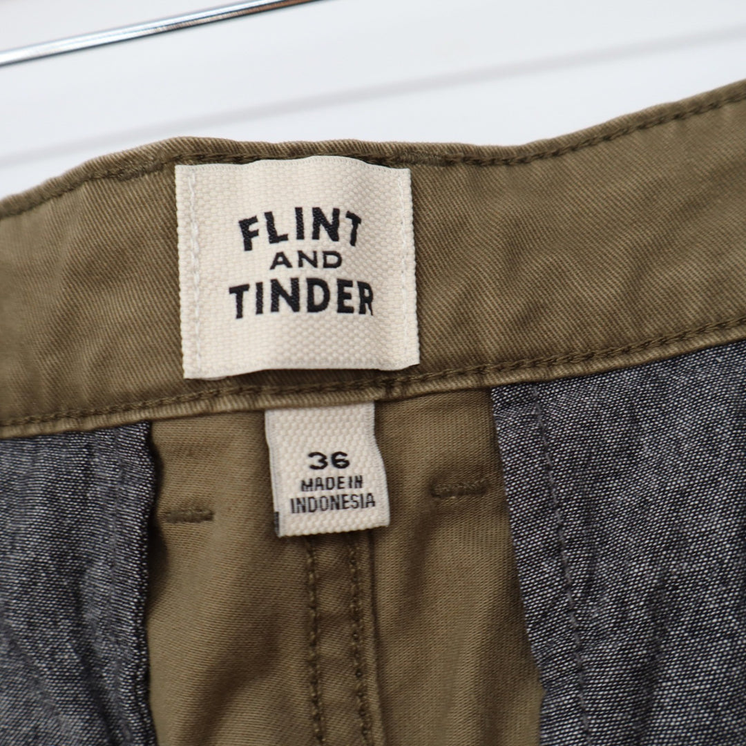 Flint and Tinder Shorts Mens 36 365 Chino Olive Green Stretch Twill Excellent