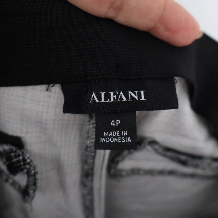 Alfani Womens 4P Black White Crosshatch Pull On Skinny Pants Petite Trousers