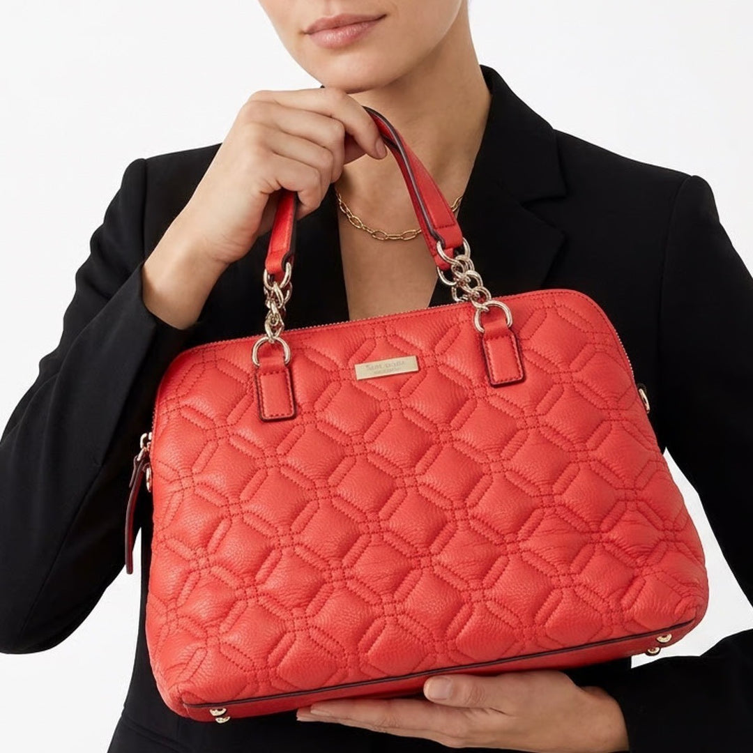 Kate Spade Red Quilted Leather Satchel Crossbody Bag