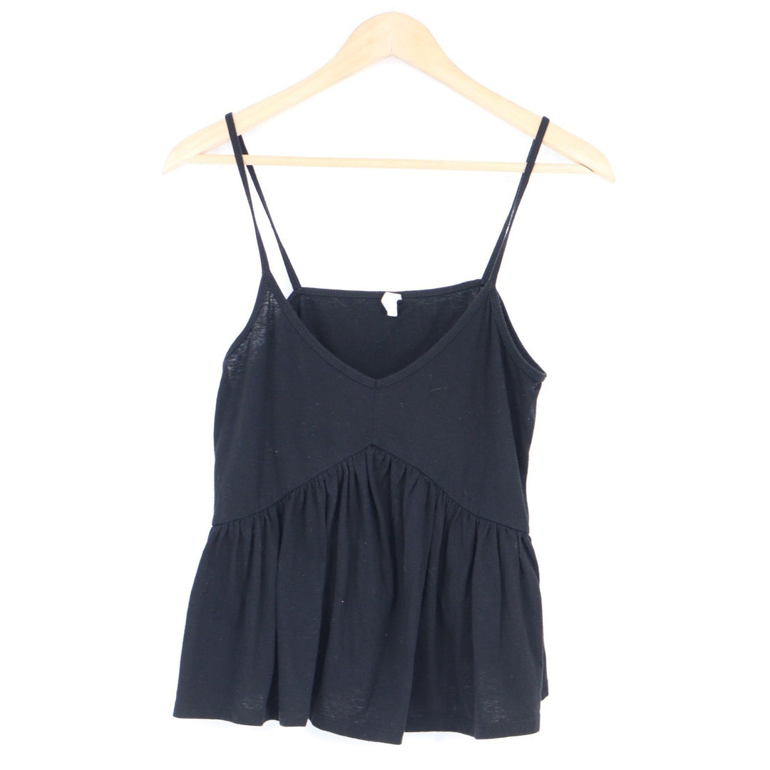Wishlist Black V-Neck Peplum Camisole Spaghetti Strap Tank Top Size M