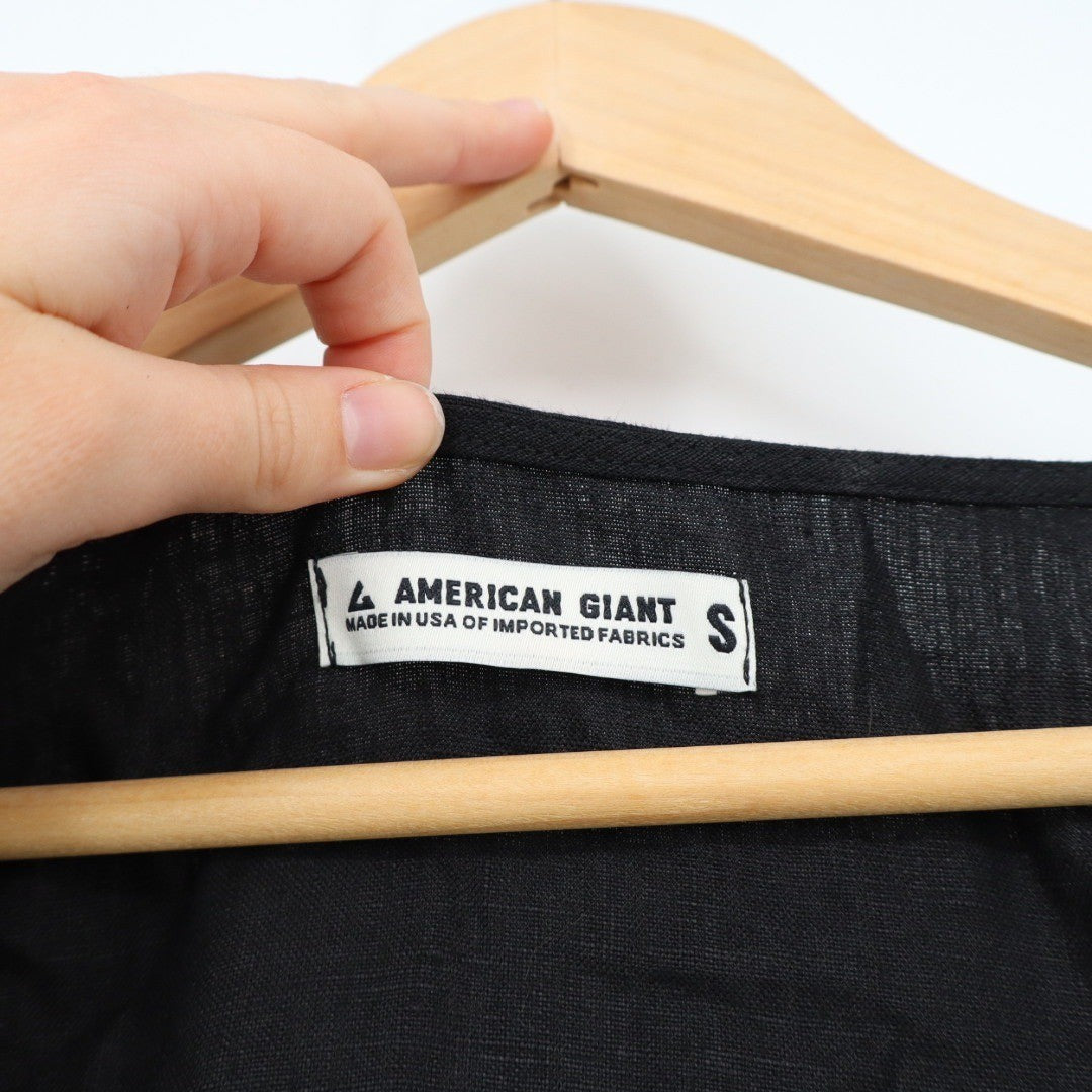 American Giant Black Linen Sleeveless Maxi Dress Size S