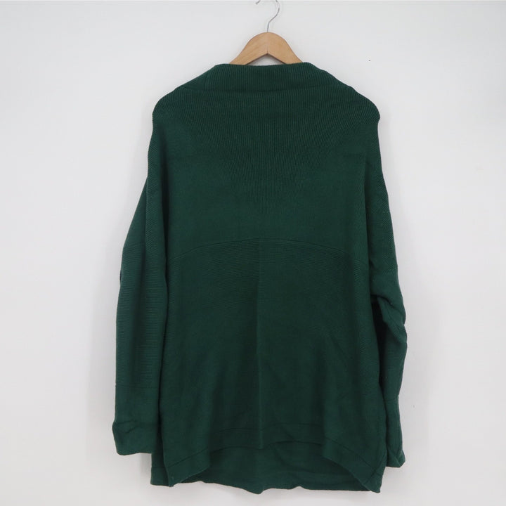 Forest Green Ribbed Boat Neck Oversized Tunic Sweater Womens Large LDC0082