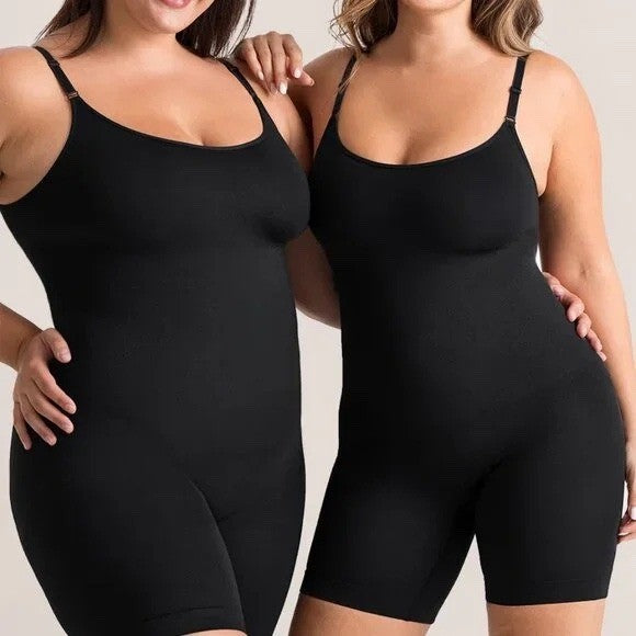 Shapermint Essentials All Day Every Day Scoop Neck Mid-Thigh Bodysuit XL Black
