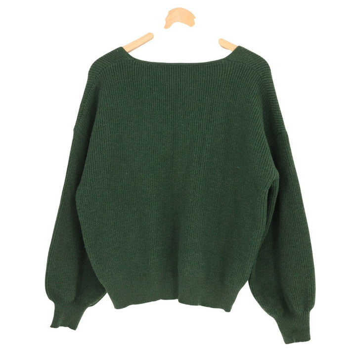Shein Frenchy Sweater Women Medium Green Ribbed Knit Long Sleeve V-Neck Pullover