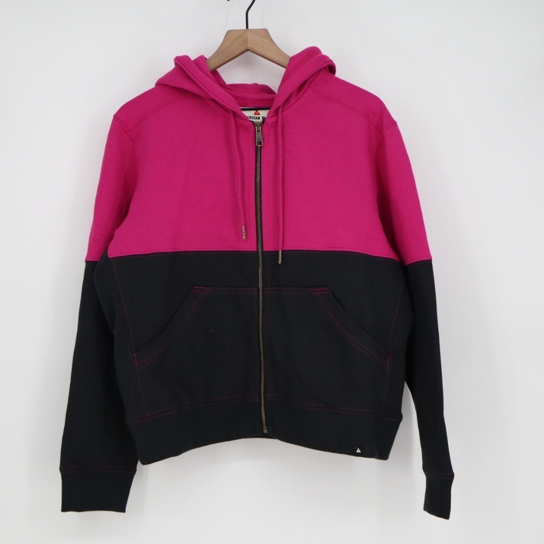 American Giant Classic Hoodie Womens Large Pink Black Full Zip Split Seam Vault