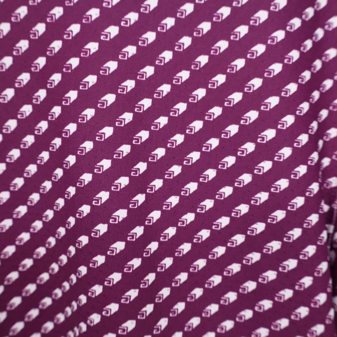 VRST Mens Contrast Printed Polo Roll Repeat Black Cherry Golf Shirt Large