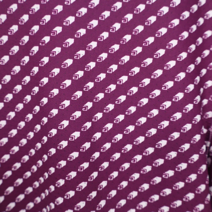 VRST Mens Contrast Printed Polo Roll Repeat Black Cherry Golf Shirt Large