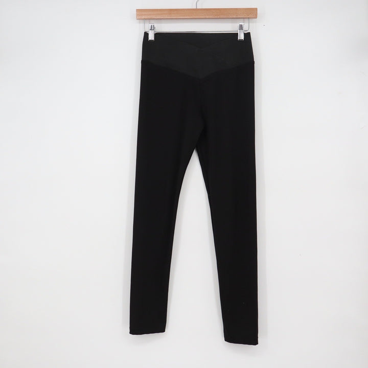 Chiang Mai Womens Black Crossover Waist High Rise Leggings Size S Slim Fit
