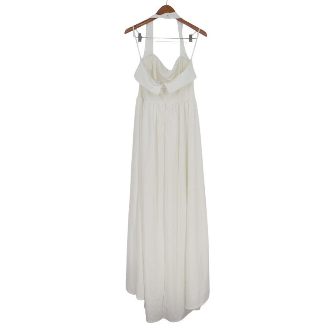 Lulus Telia Maxi Dress Womens XL White Stretch Halter Neck Basque Waist Back Zip